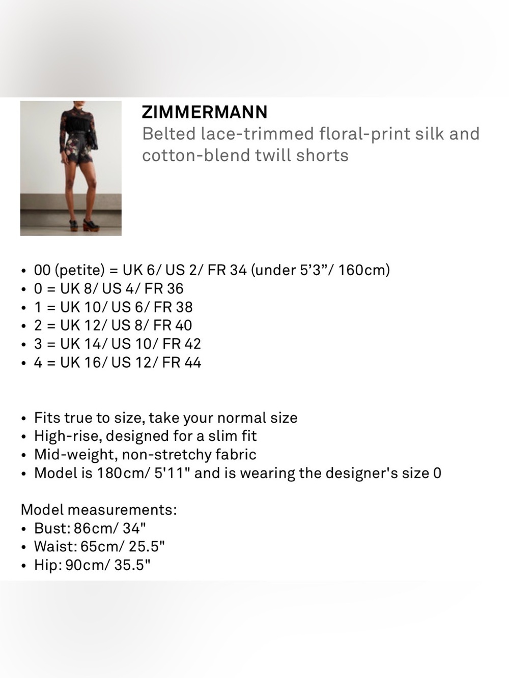 Zimmermann Black Floral High-Waist Shorts with Lace Hem - Picture 11 of 12